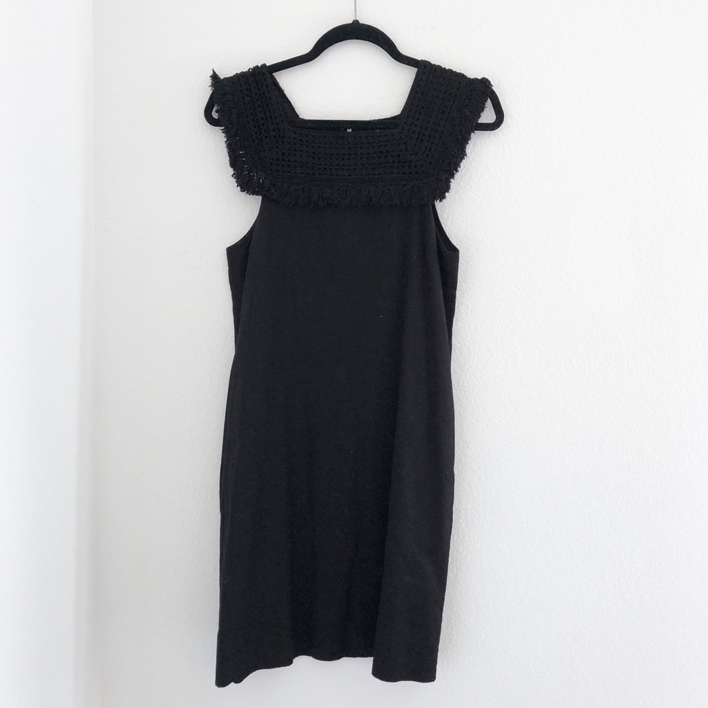 Madewell little black dress w/ crocheted collar